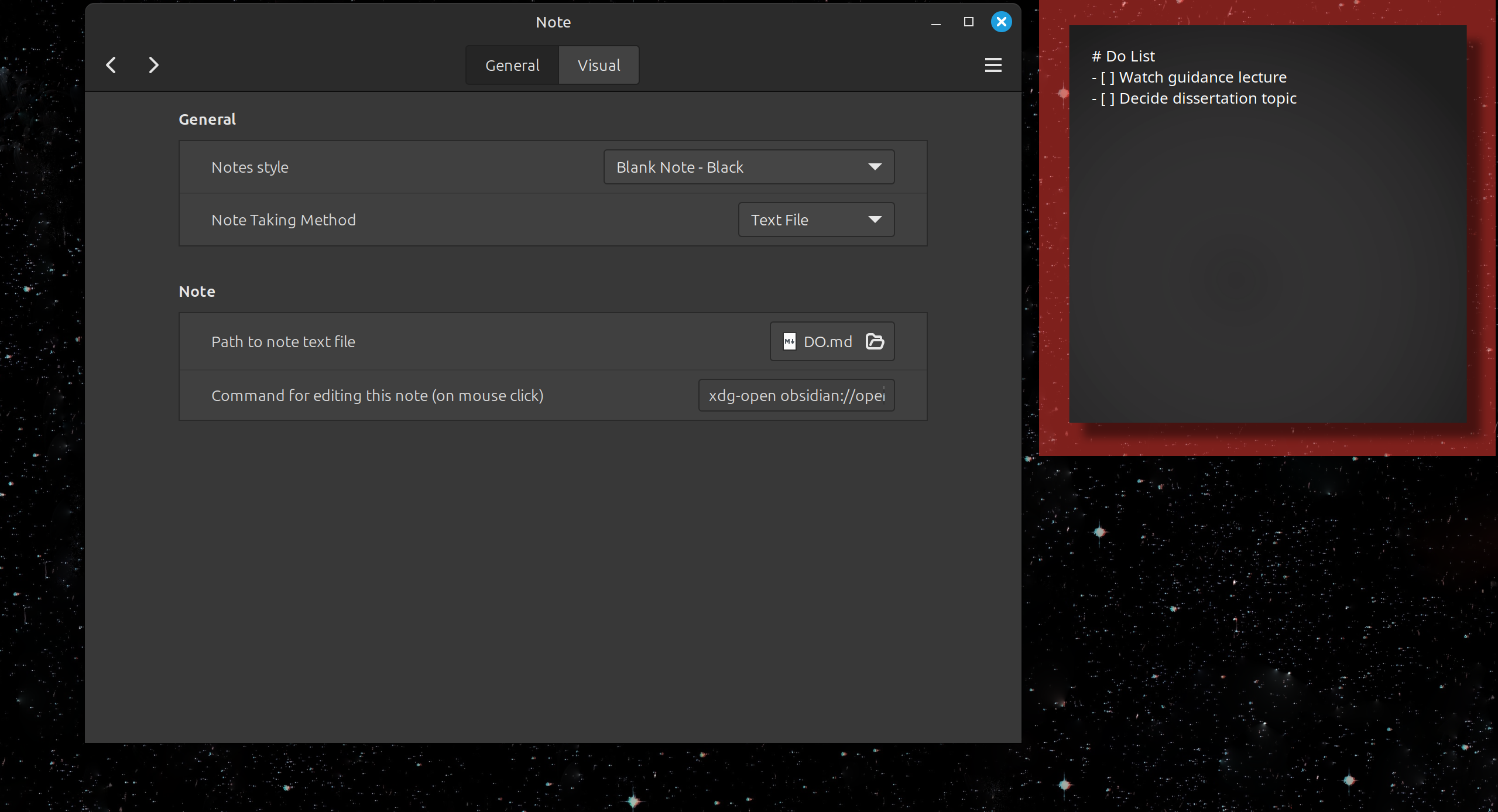 Desklet configuration